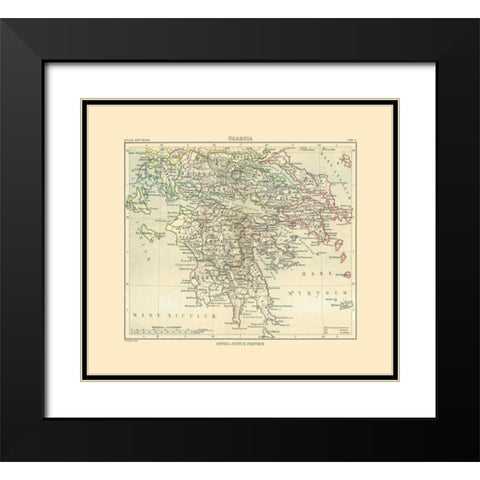 Greece - Perthes 1896 Black Modern Wood Framed Art Print with Double Matting by Perthes