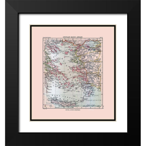 Aegean Sea Islands Greece Turkey - Perthes 1896 Black Modern Wood Framed Art Print with Double Matting by Perthes