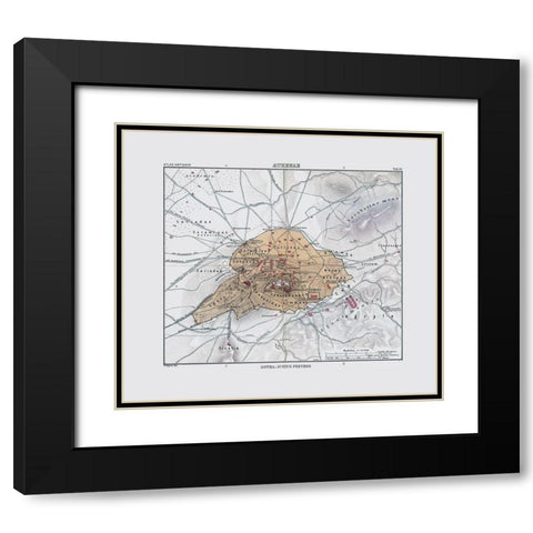 Athens Greece - Perthes 1896 Black Modern Wood Framed Art Print with Double Matting by Perthes