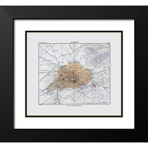 Athens Greece - Perthes 1896 Black Modern Wood Framed Art Print with Double Matting by Perthes