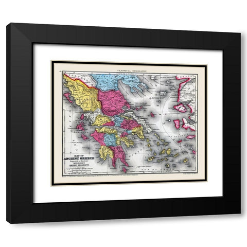 Ancient Greece - Mitchell 1844 Black Modern Wood Framed Art Print with Double Matting by Mitchell