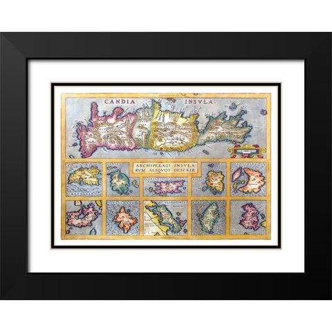 Ancient Greek Islands Greece - Ortelius 1570 Black Modern Wood Framed Art Print with Double Matting by Ortelius