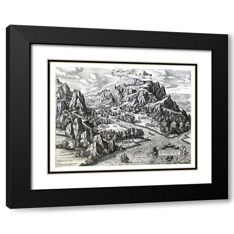 Vale of Tempe Greece - Ortelius 1570 Black Modern Wood Framed Art Print with Double Matting by Ortelius