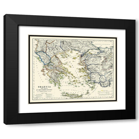 Islands Aegean Sea Greece Turkey - Kiepert 1903 Black Modern Wood Framed Art Print with Double Matting by Kiepert