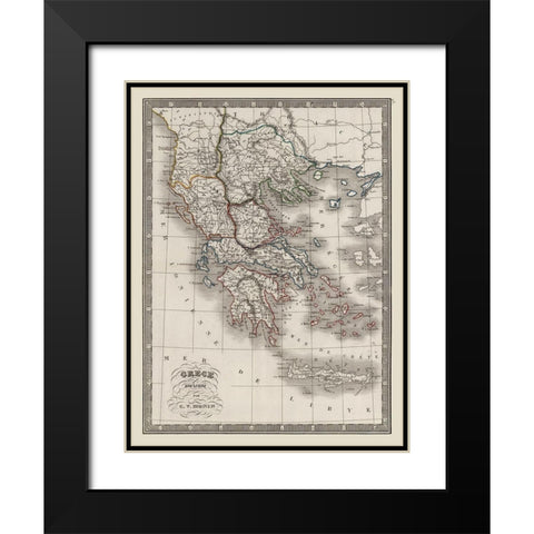 Ancient Greece - Monin 1839 Black Modern Wood Framed Art Print with Double Matting by Monin