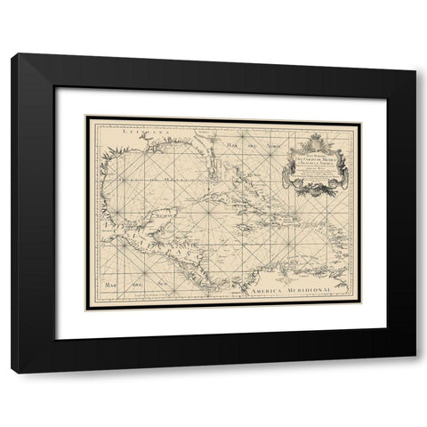 Gulf of Mexico Caribbean Honduras Nicaragua Black Modern Wood Framed Art Print with Double Matting by Lopez