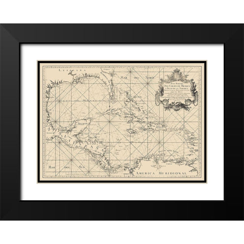 Gulf of Mexico Caribbean Honduras Nicaragua Black Modern Wood Framed Art Print with Double Matting by Lopez
