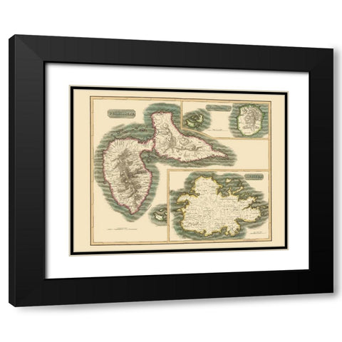 Marie Galante Guadeloupe Antigua - Thomson 1815 Black Modern Wood Framed Art Print with Double Matting by Thomson