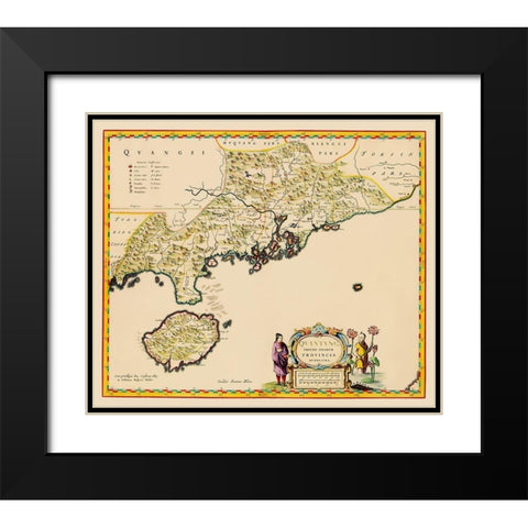 Guangdong Province China Kwantung Hong Kong Black Modern Wood Framed Art Print with Double Matting by Blaeu