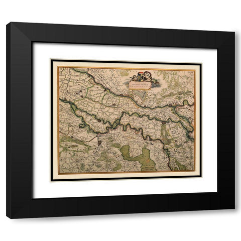 Guelders County Netherlands - De Wit 1688 Black Modern Wood Framed Art Print with Double Matting by De Wit