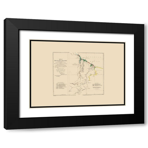 British Guiana South America - Arrowsmith 1844 Black Modern Wood Framed Art Print with Double Matting by Arrowsmith