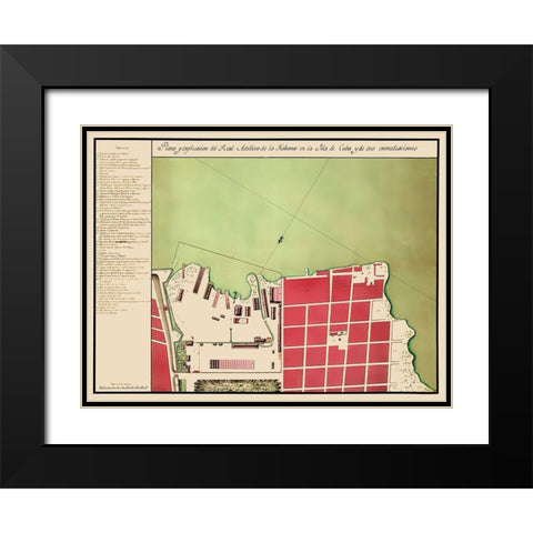 Caribbean Havana Cuba - 1700 Black Modern Wood Framed Art Print with Double Matting by Unknown
