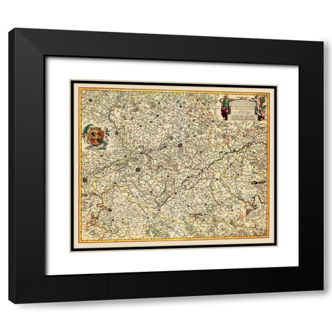 Benelux Hainaut Province Belgium - Visscher 1681 Black Modern Wood Framed Art Print with Double Matting by Visscher