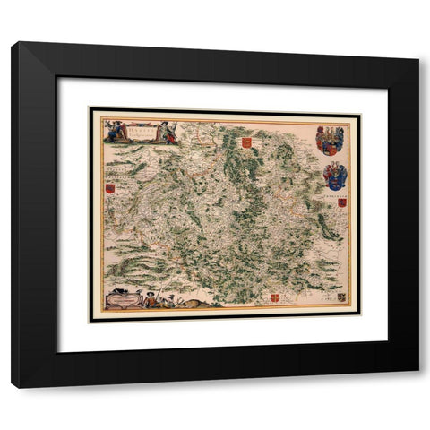 Hesse Kassel Region Germany - Blaeu 1662 Black Modern Wood Framed Art Print with Double Matting by Blaeu