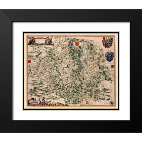 Hesse Kassel Region Germany - Blaeu 1662 Black Modern Wood Framed Art Print with Double Matting by Blaeu