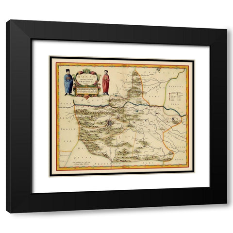 Henan Province China - Blaeu 1655 Black Modern Wood Framed Art Print with Double Matting by Blaeu