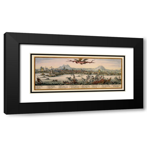Heraklion Panoramic Greece - Visscher 1680 Black Modern Wood Framed Art Print with Double Matting by Visscher