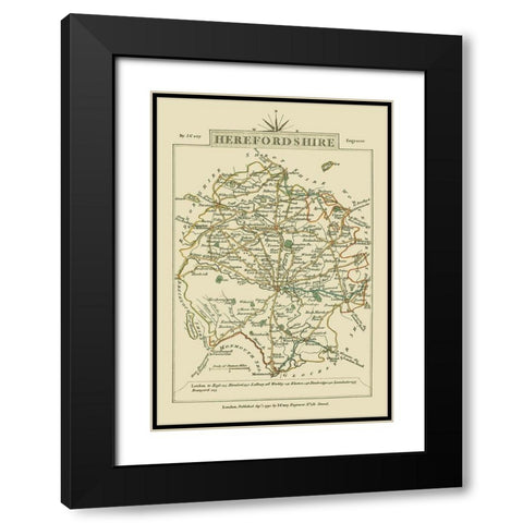 Herefordshire County England - Cary 1792 Black Modern Wood Framed Art Print with Double Matting by Cary