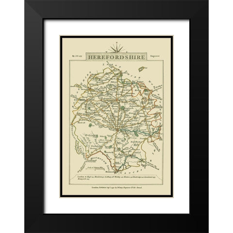 Herefordshire County England - Cary 1792 Black Modern Wood Framed Art Print with Double Matting by Cary