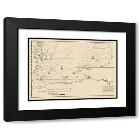 Central America Honduras Bay - Robertson 1764 Black Modern Wood Framed Art Print with Double Matting by Robertson