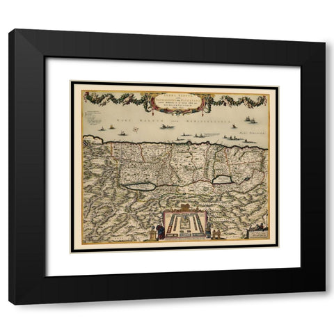 Holy Land Israel - Visscher 1659 Black Modern Wood Framed Art Print with Double Matting by Visscher
