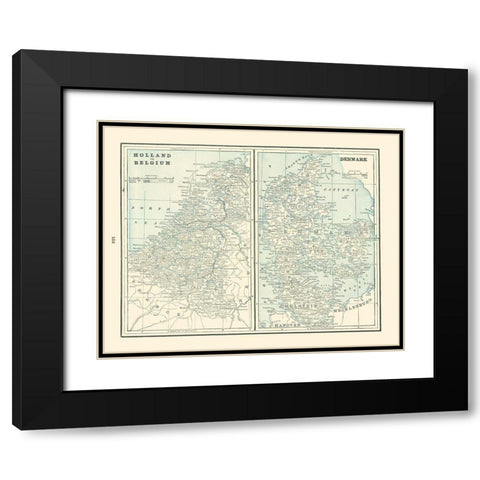 Europe Holland Belgium Denmark - Rathbun 1893 Black Modern Wood Framed Art Print with Double Matting by Rathbun