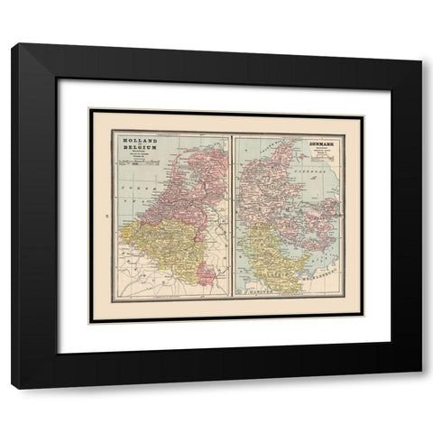 Europe Holland Belgium Denmark - Cram 1888 Black Modern Wood Framed Art Print with Double Matting by Cram