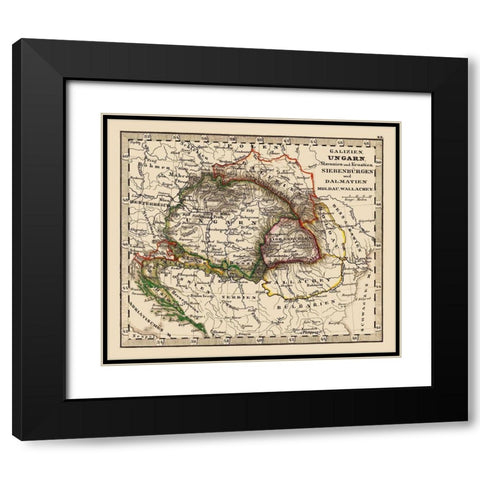Eastern Europe Hungary Poland Balkan Peninsula Black Modern Wood Framed Art Print with Double Matting by Stieler