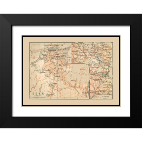 Eger Hungary Europe- Baedeker 1910 Black Modern Wood Framed Art Print with Double Matting by Baedeker