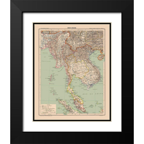 Asia Indochina - Schrader 1908 Black Modern Wood Framed Art Print with Double Matting by Schrader
