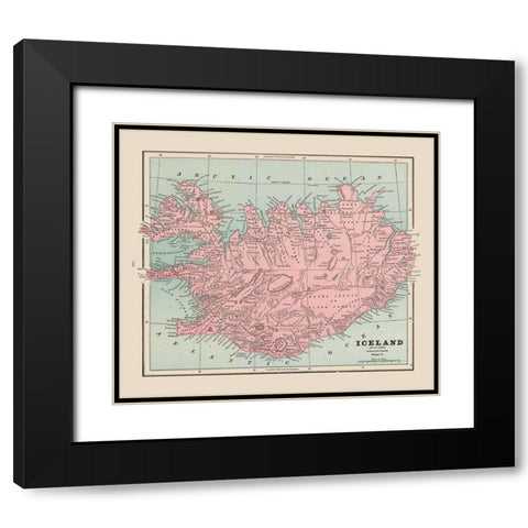 Iceland - Cram 1892 Black Modern Wood Framed Art Print with Double Matting by Cram