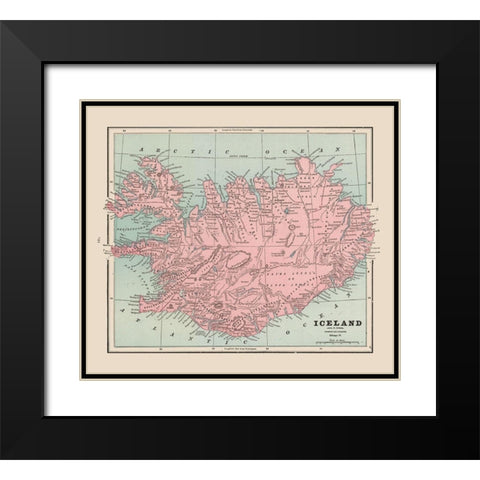 Iceland - Cram 1892 Black Modern Wood Framed Art Print with Double Matting by Cram