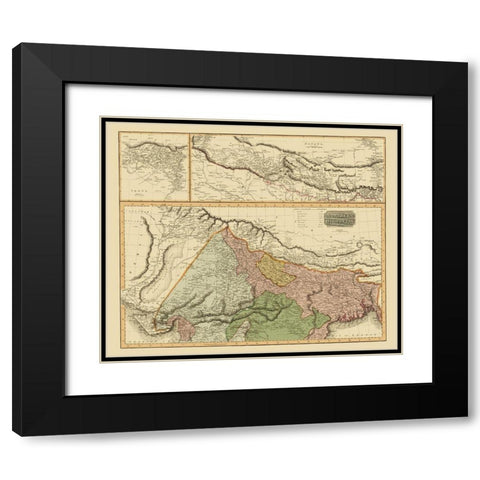 Northern Hindostan British India - Thomson 1817 Black Modern Wood Framed Art Print with Double Matting by Thomson