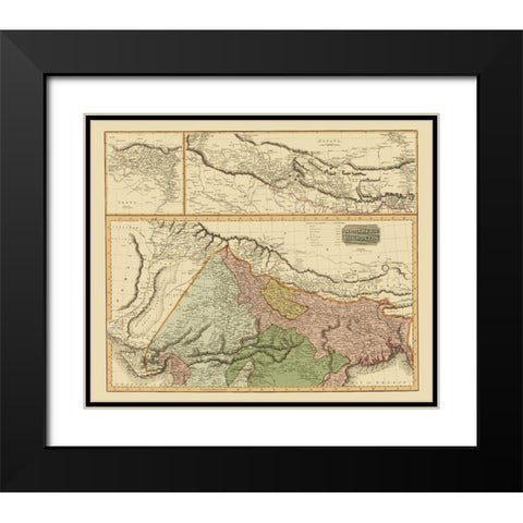 Northern Hindostan British India - Thomson 1817 Black Modern Wood Framed Art Print with Double Matting by Thomson