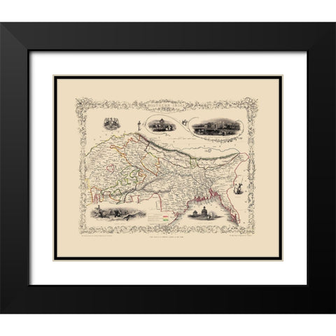 India - Tallis 1851 Black Modern Wood Framed Art Print with Double Matting by Tallis