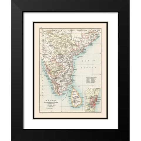 Southern India - Bartholomew 1892 Black Modern Wood Framed Art Print with Double Matting by Bartholomew