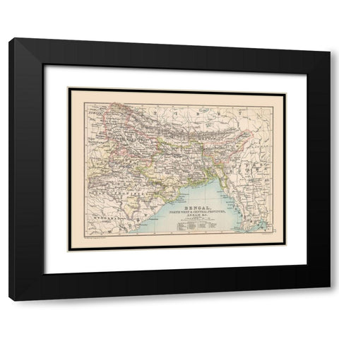 Bengal Region India - Bartholomew 1892 Black Modern Wood Framed Art Print with Double Matting by Bartholomew