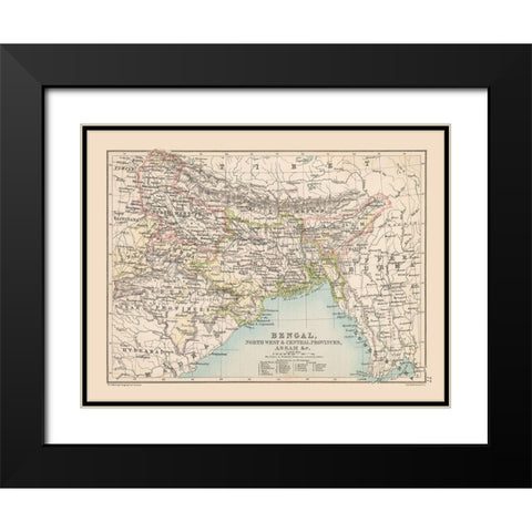 Bengal Region India - Bartholomew 1892 Black Modern Wood Framed Art Print with Double Matting by Bartholomew
