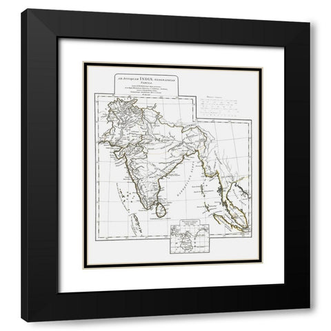Ancient India - DAnville 1799 Black Modern Wood Framed Art Print with Double Matting by D''Anville