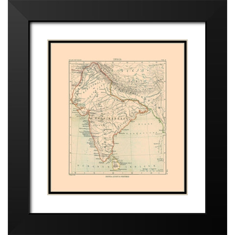 India - Perthes 1896 Black Modern Wood Framed Art Print with Double Matting by Perthes