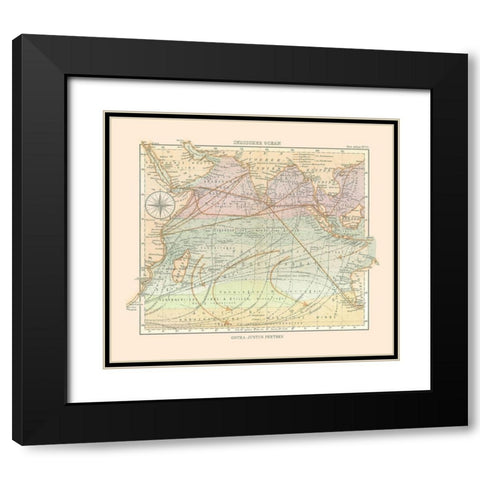 Asia Indian Ocean - Perthes 1914 Black Modern Wood Framed Art Print with Double Matting by Perthes