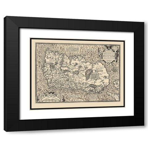 Ireland - Ortelius 1598 Black Modern Wood Framed Art Print with Double Matting by Ortelius