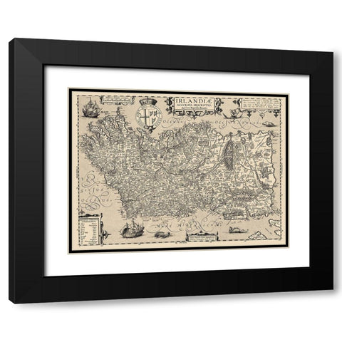 Ireland - Ortelius 1606 Black Modern Wood Framed Art Print with Double Matting by Ortelius