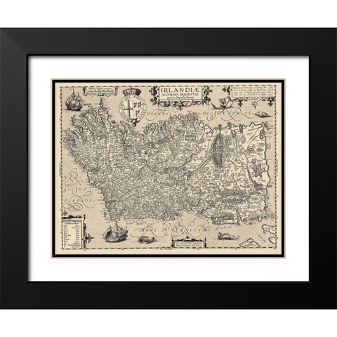 Ireland - Ortelius 1606 Black Modern Wood Framed Art Print with Double Matting by Ortelius
