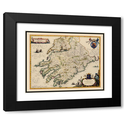 Munster Province Ireland - Jansson 1646 Black Modern Wood Framed Art Print with Double Matting by Jansson