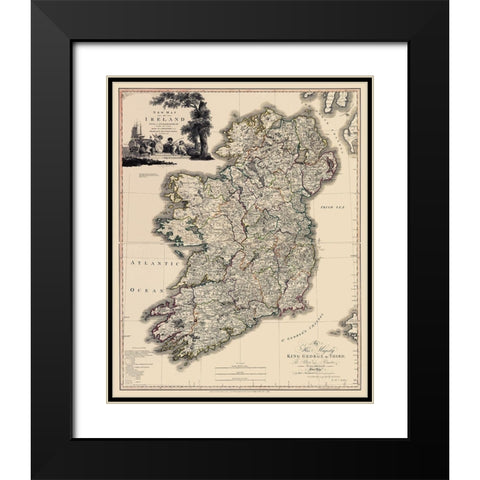 Kildare County Ireland - Beaufort 1882 Black Modern Wood Framed Art Print with Double Matting by Beaufort