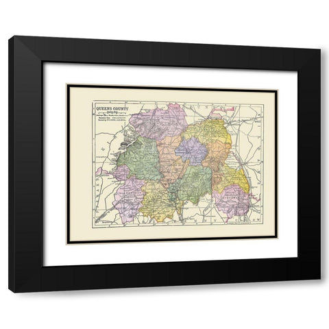 Queens County Ireland - Bartholomew 1882 Black Modern Wood Framed Art Print with Double Matting by Bartholomew