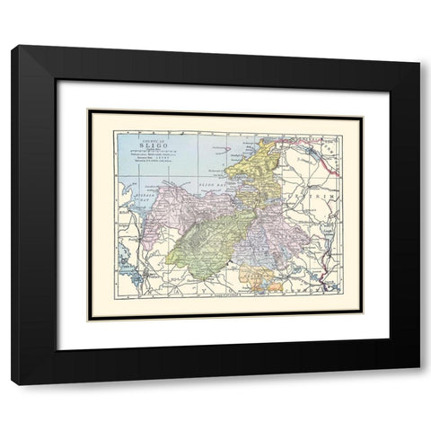 Sligo County Ireland - Bartholomew 1882 Black Modern Wood Framed Art Print with Double Matting by Bartholomew