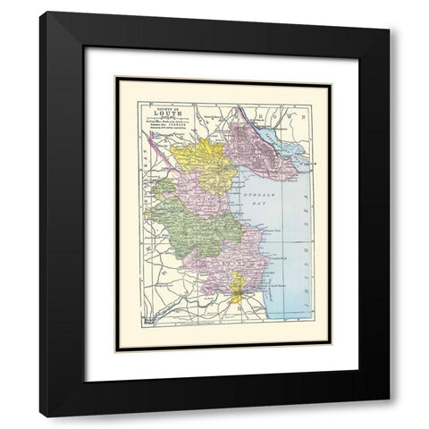 Louth County Ireland - Bartholomew 1882 Black Modern Wood Framed Art Print with Double Matting by Bartholomew