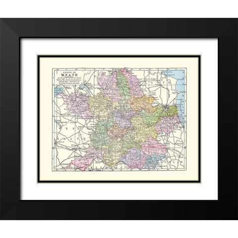Meath County Ireland - Bartholomew 1882 Black Modern Wood Framed Art Print with Double Matting by Bartholomew